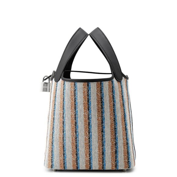 HERMES Picotin Lock Blanket Size PM Toile H/Swift Leather Black /Ecru/Fauve/... - Picture 1 of 7